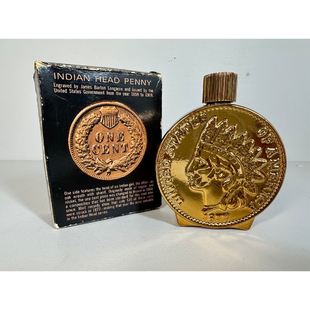 Avon Indian Head Penny Tribute After Shave Decanter Collectible 4 fl oz Empty